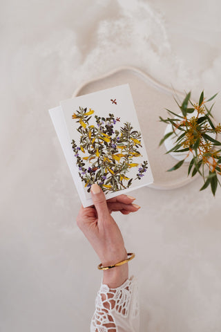 Woodlands Greeting Card - Emu Bush & Fan Flower