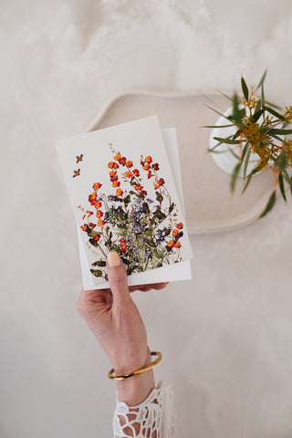 Woodlands Greeting Card - Holly Flame & Daisy