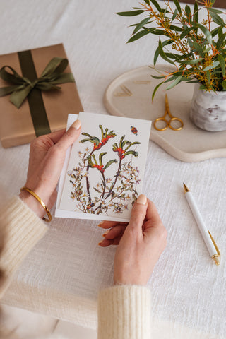 Woodlands Greeting Card - Kangaroo Paw & Marianthus