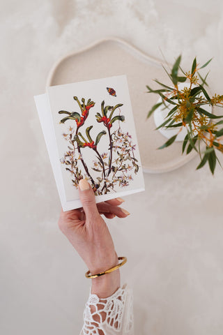 Woodlands Greeting Card - Kangaroo Paw & Marianthus